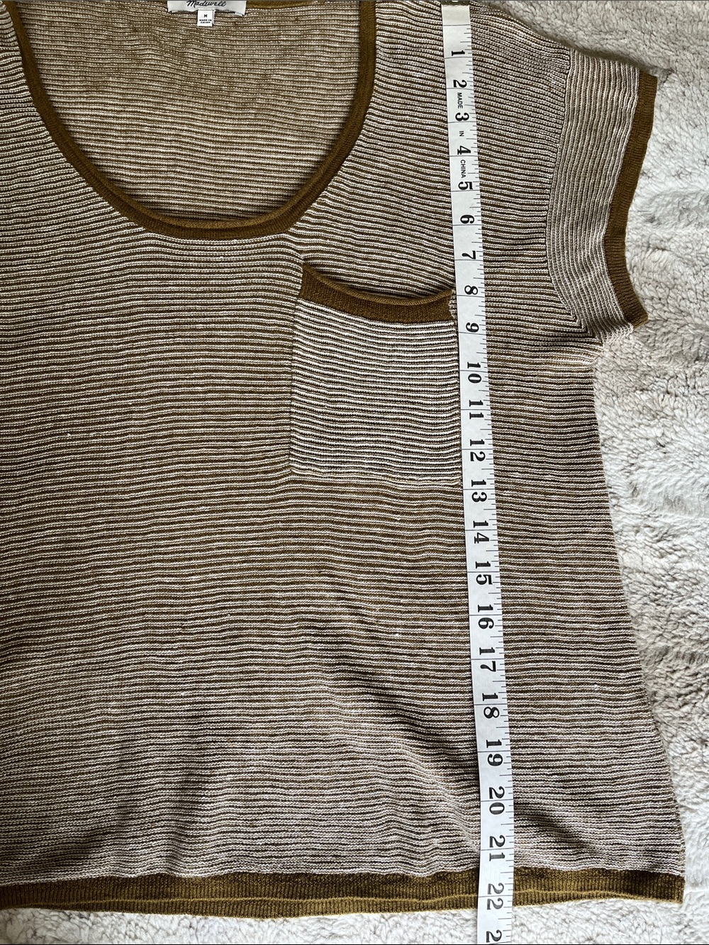 Madewell Olive-Trim Striped Short-Sleeve Scoop Tee - Picture 4 of 4